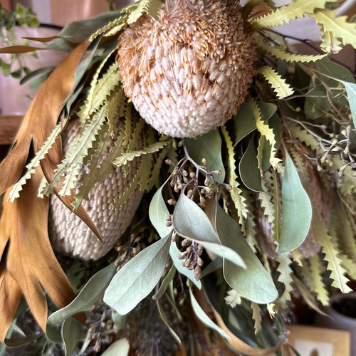 ネイティブドライフラワー 生花 切り花 ボタニカル  スワッグ ハンドメイド ボタニカル ネイティブフラワー スワッグ ❁.*・ﾟ #1 ドライ
