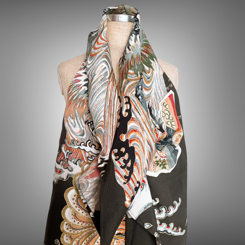 留袖 裏赤 スクエア変型ジレ 着物リメイクリバーシブル和柄 J71113 留袖 裏赤 スクエア変型ジレ 着物リメイク リバーシブル フリーサイズ