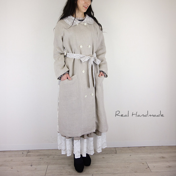 [予約販売] リネンチュールスカラップレースアンティーク風羽織りコート（セレクト作品） 10枚目の画像