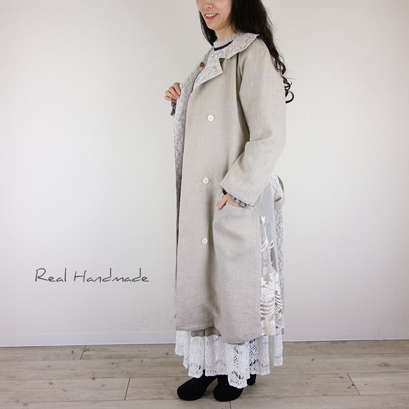 [予約販売] リネンチュールスカラップレースアンティーク風羽織りコート（セレクト作品） 12枚目の画像