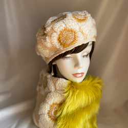 capella ラスト１フワモコはちみつ色のベレー帽　あたたかい冬を過ごせます 8枚目の画像