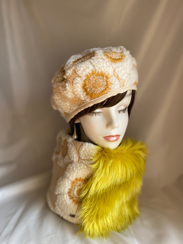 capella ラスト１フワモコはちみつ色のベレー帽　あたたかい冬を過ごせます 8枚目の画像