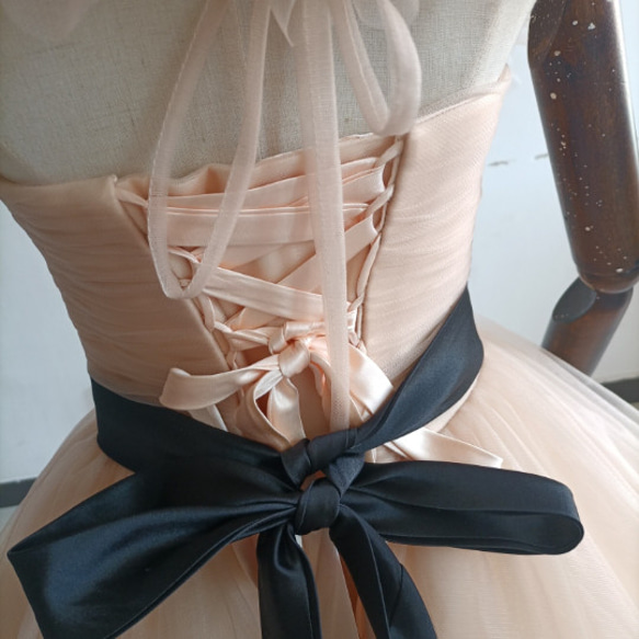 カラードレスシャンパン色 ソフトチュール ロングトレーン 取り外しオフショルダー 結婚式/披露宴 二次会 二次会 ドレス