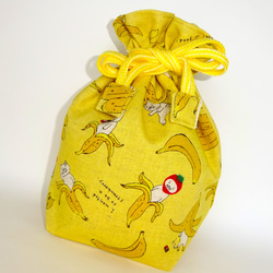 【2024新春福袋】黄色バナナ猫セット　ランチマット＆コップ袋　猫好きさんへのプレゼントに 2枚目の画像