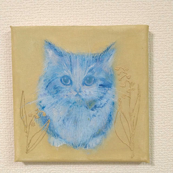 【メーカー直送】 AR10 ｜ ブルー ｜ 油絵 猫とスズラン｜ 絵画 通販 chome＋ 絵画