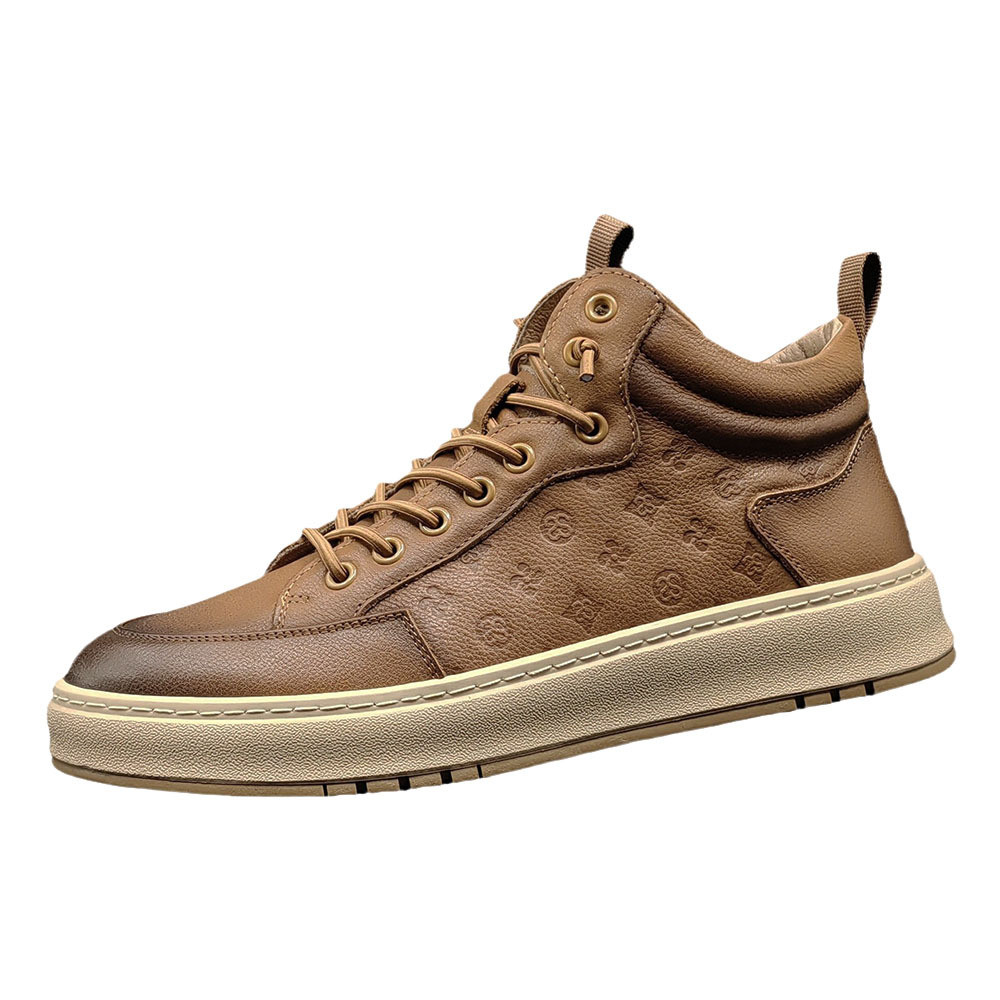 メンズ本革カジュアルスニーカー、新型スタイリッシュ厚底男性靴、サイズ調整無料 2カラー 20-1072