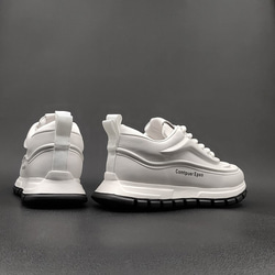 メンズ本革厚底カジュアルスニーカー白靴・ゆったり・さっと履く ·サイズ調整無料 2カラー 20-1073 7枚目の画像