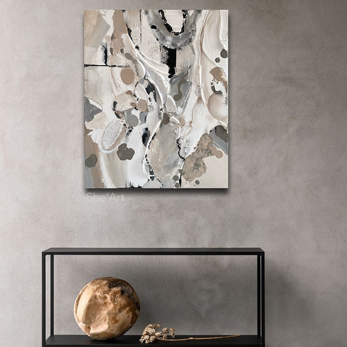 原画XL：65×53・modern・グレージュ /モダンアート・北欧 絵画