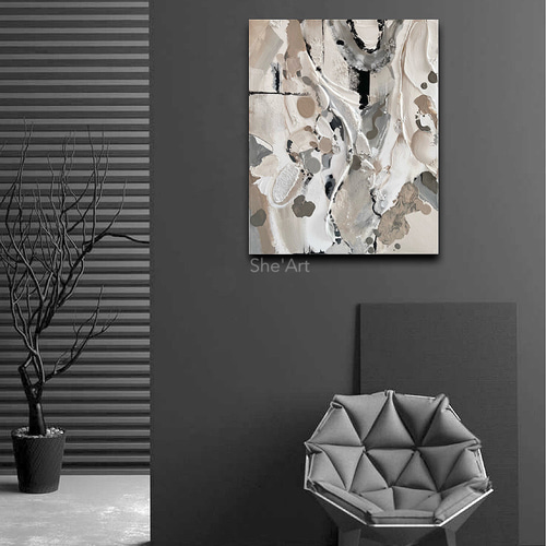 原画XL：65×53・modern・グレージュ /モダンアート・北欧 絵画