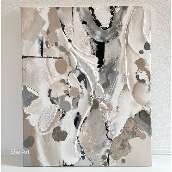 原画XL：65×53・modern・グレージュ /モダンアート・北欧 絵画 モダン