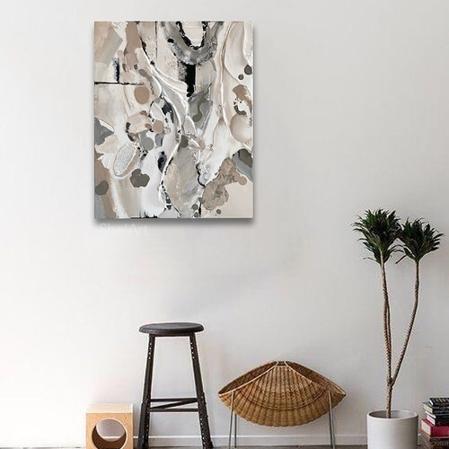 原画XL：65×53・modern・グレージュ /モダンアート・北欧 絵画 モダン