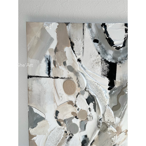 原画XL：65×53・modern・グレージュ /モダンアート・北欧 絵画 モダン