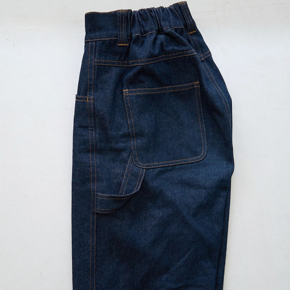 森野學校M號高腰牛仔畫家褲(靛藍)寬褲 第14張的照片