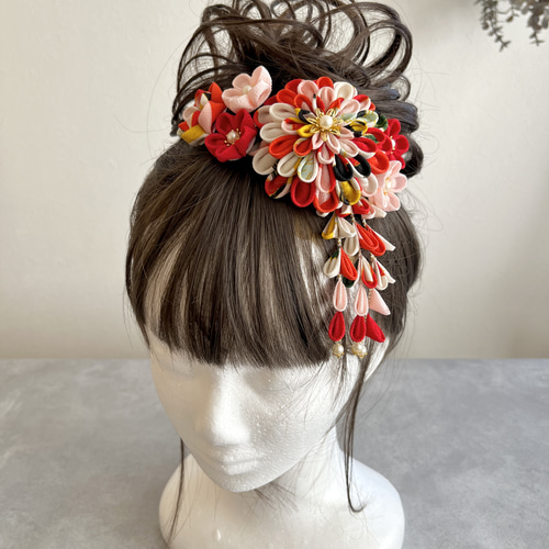 卒業式、七五三、成人式に！アンティーク着物のつまみ細工 髪飾り