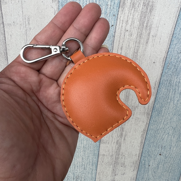 {Leatherprince 手工皮革} 台灣MIT 橘色 可愛 小象  純手工縫製 皮革 鑰匙扣 第2張的照片