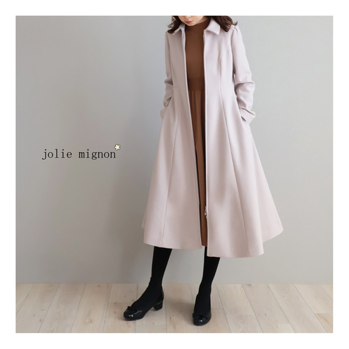 jolie mignonパネルライン襟付きジップアップコート jolie mignonパネルライン襟付きジップアップコート