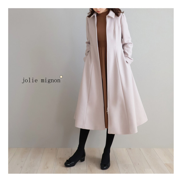 jolie mignonパネルライン襟付きジップアップコート