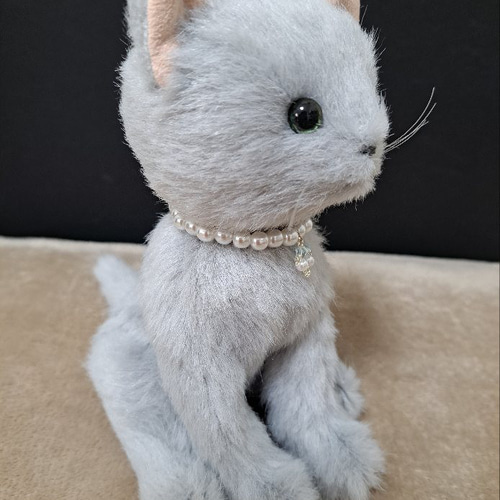 DOUSIN 童心 猫 レトロ ネコ ぬいぐるみ　ロシアンブルー 昭和レトロ DOUSIN 童心 ネコ ぬいぐるみ ロシアンブルー リアル