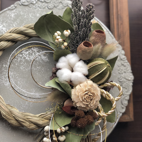 ＊Natural＊しめ縄飾り　しめ縄リース　ドライフラワー Natural＊しめ縄飾り しめ縄リース ドライフラワー 2way リース