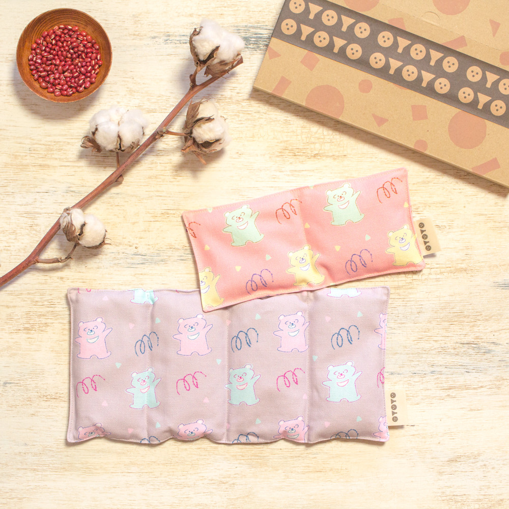 温活＊ほっこりぽかぽかあずきカイロ│お腹用レギュラーサイズ＆目元用ミニサイズSET＊fancypop-bear くま柄