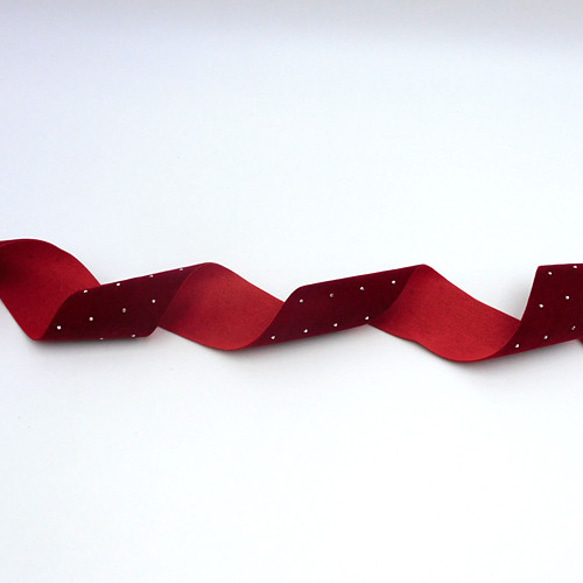 SVスタッズ ベルベットリボン Wine Red（ワインレッド）40mm×50cm 2枚目の画像
