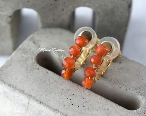 no.080 ハンドメイド レジン ピアス イヤリング カーネリアン d480ad521cc6b5926fca34582f936f