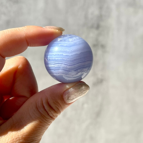 ブルーレースアゲート】スモールスフィア（φ30mm/38.5g）縞模様