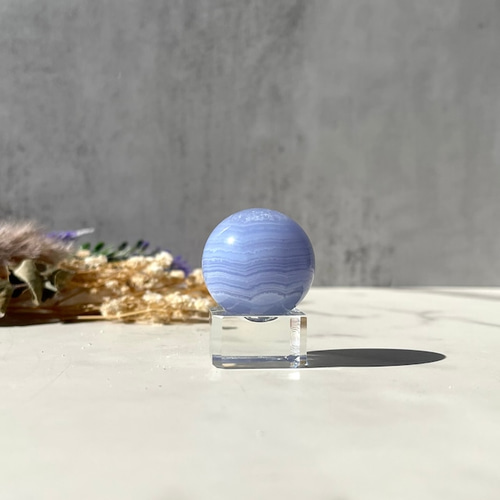 ブルーレースアゲート】スモールスフィア（φ30mm/38.5g）縞模様 鉱物