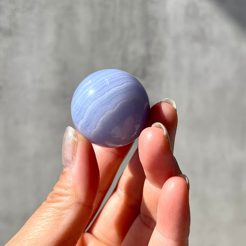 ブルーレースアゲート】スモールスフィア（φ30mm/38.5g）縞模様
