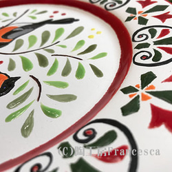 スペインタイルアート：クリスマス鳥とヤドリキのお皿 4枚目の画像