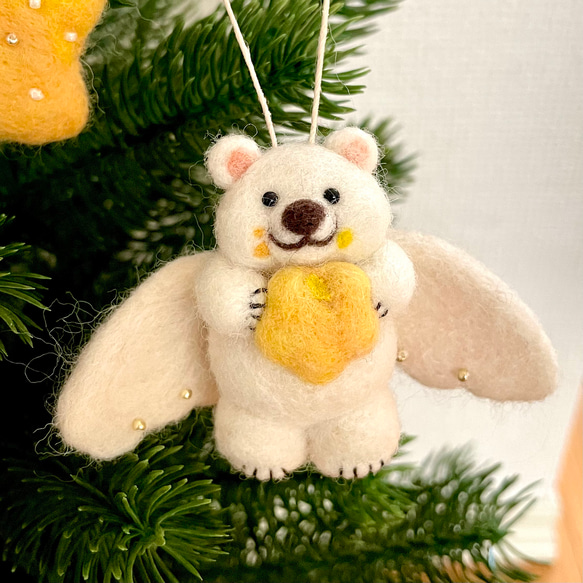 星を運ぶシロクマさんのクリスマスオーナメント　3点セット　 5枚目の画像