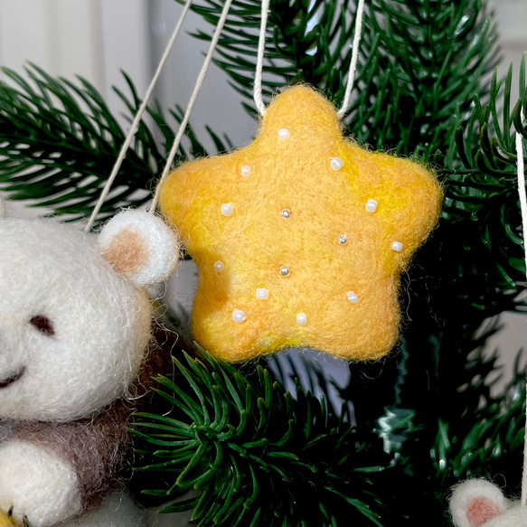 星を運ぶシロクマさんのクリスマスオーナメント　3点セット　 6枚目の画像