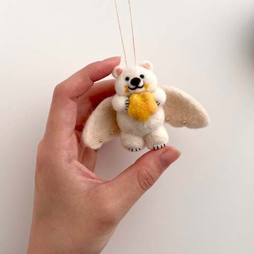 星を運ぶシロクマさんのクリスマスオーナメント 3点セット ガーランド