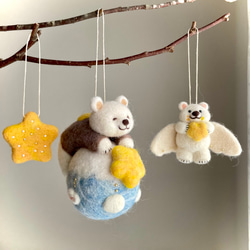 星を運ぶシロクマさんのクリスマスオーナメント 3点セット ガーランド