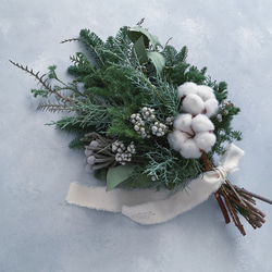 癒され♡ふわふわコットンフラワーとユーカリのスワッグ スターチス