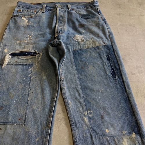 W33表記 リペアカスタム usa製 リーバイス 501 リメイクデニム