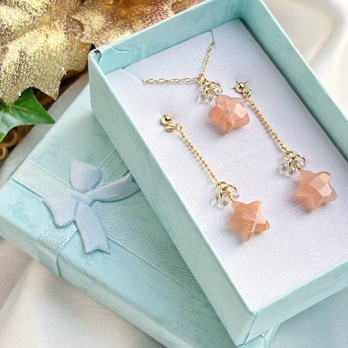 数量限定】クリスマスコフレ 星型天然石がキラリ✴︎ピーチムーン  