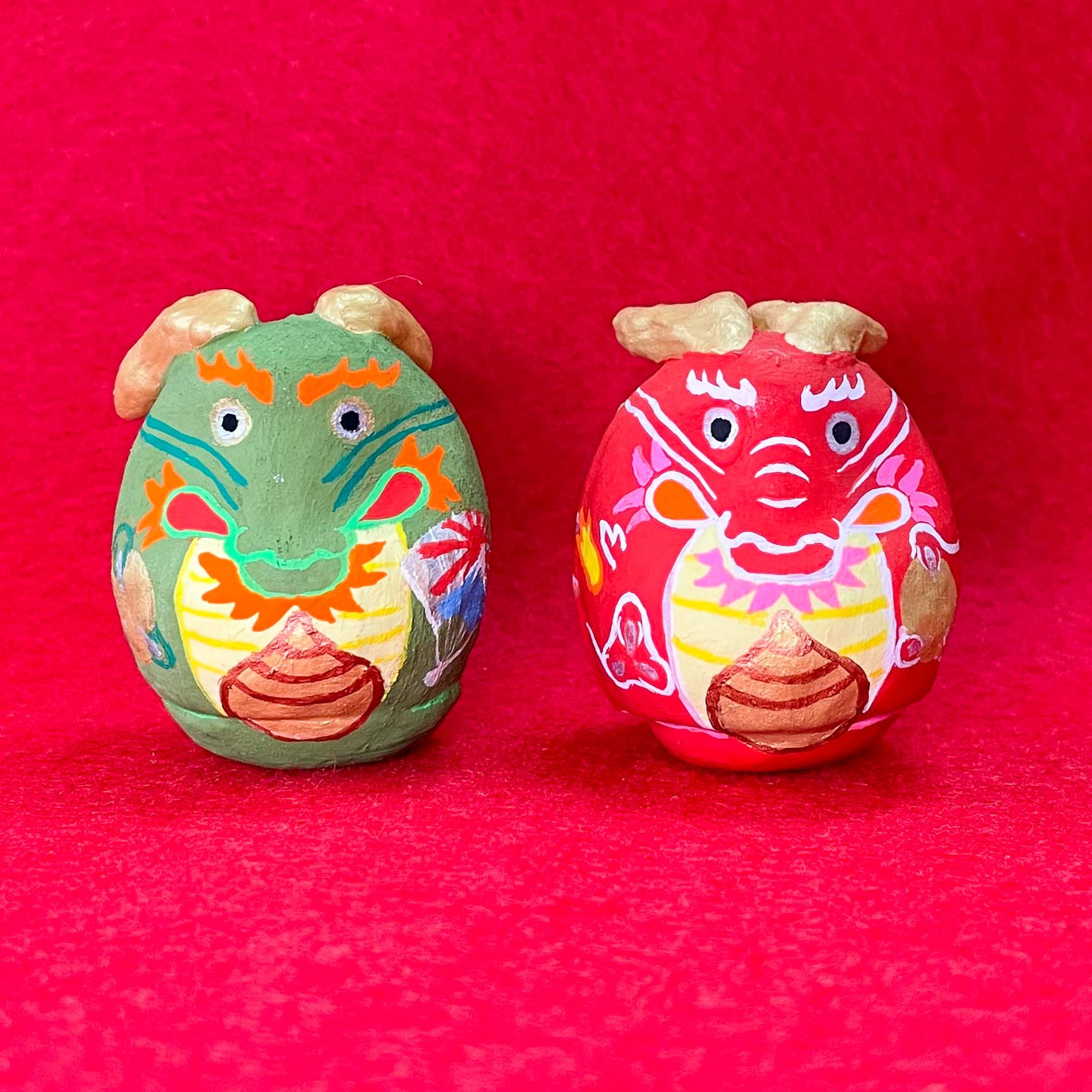 【受注制作,再販9Creema限定】干支だるま 如意辰 ２体セット｜アートだるま 干支小物 縁起物