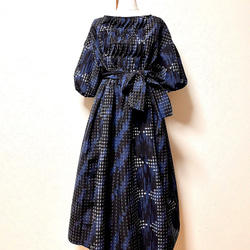 正絹　紬のピンタックワンピース 　着物リメイク 5枚目の画像