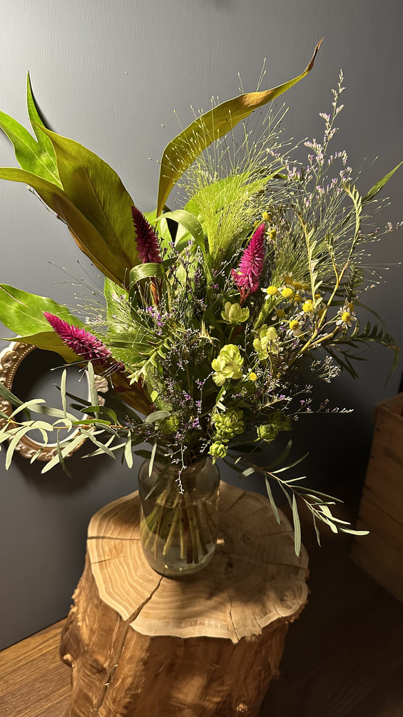 ネイティブドライフラワー 生花 切り花 ボタニカル  スワッグ ハンドメイド 再販】ネイティブフラワーのスワッグ(ドライ) スワッグ hanaya