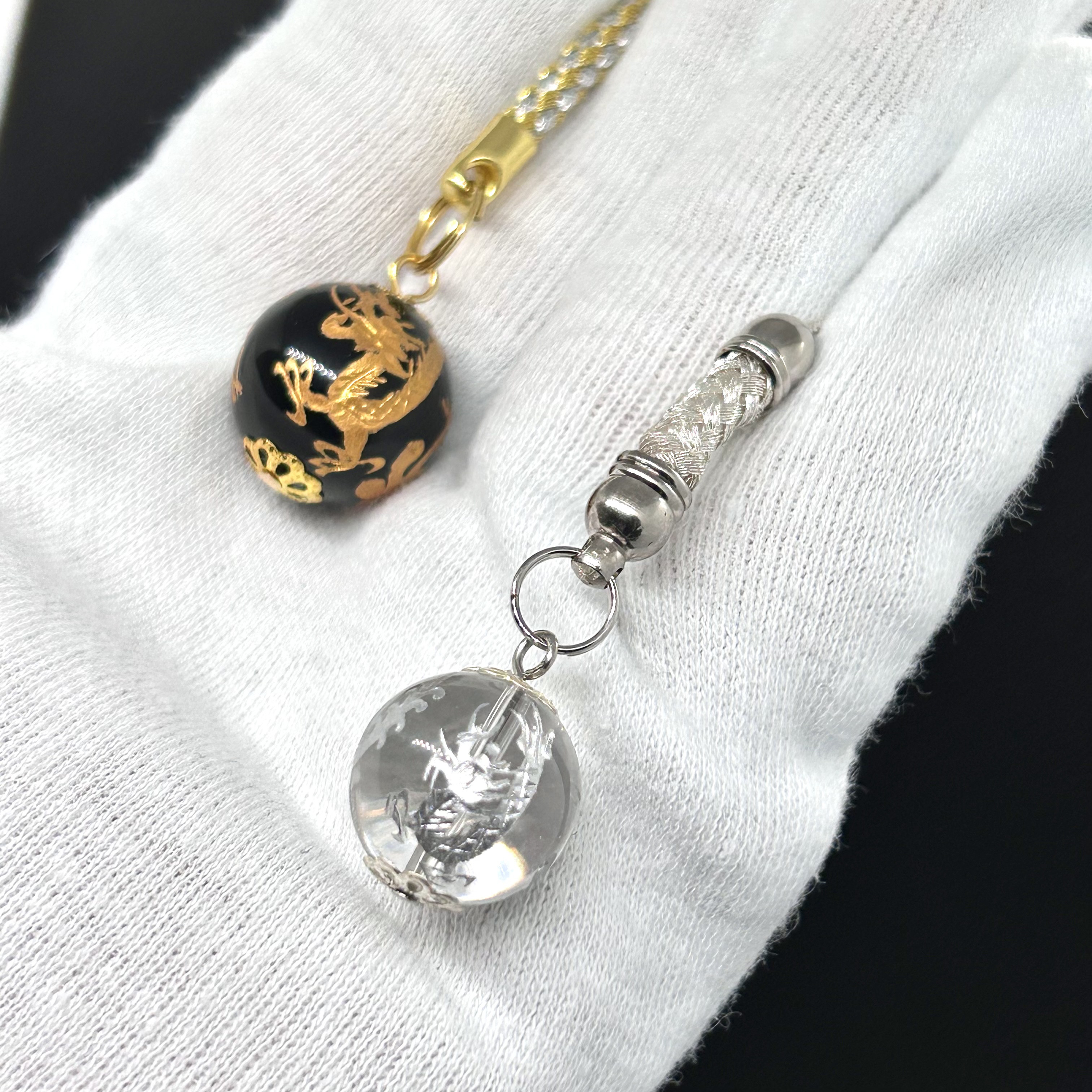 極細工根付 龍と虎　清時代 中国古美術 雕刻 お守り 翡翠 時代物 極細工装飾品