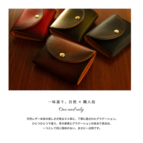 値下げ！！GRAINDLODGE ミニ財布 ブルーレザー 経年変化をより楽しむ♪ 上品グラデのミニ財布 ミッドナイト