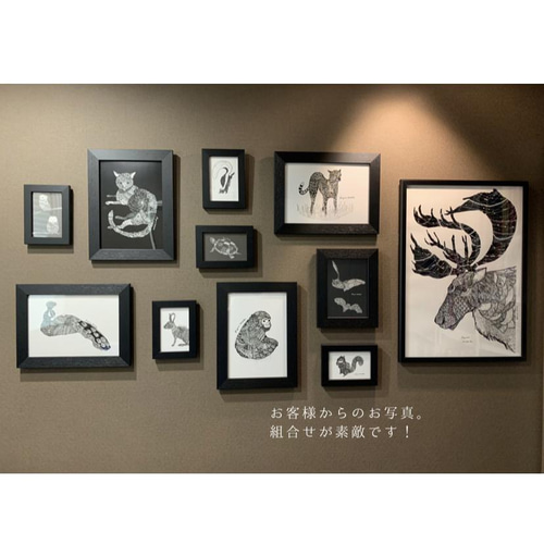 テナガザル』縦長ポスター しっかり額装付き 絵画 日高あゆみ