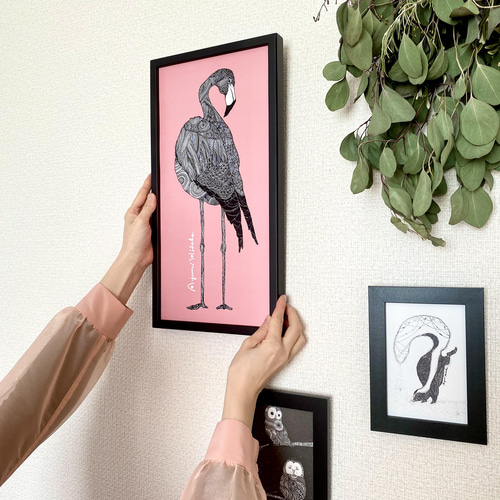 テナガザル』縦長ポスター しっかり額装付き 絵画 日高あゆみ