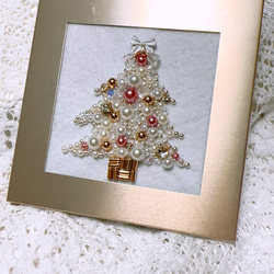 とってもかわいいクリスマスツリー、パール、インテリアパネルです 7枚目の画像