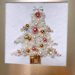 とってもかわいいクリスマスツリー、パール、インテリアパネルです 4枚目の画像