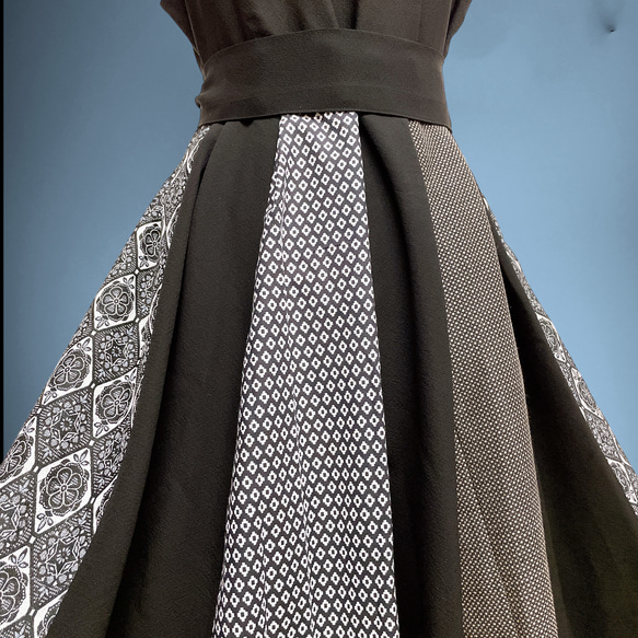 着物MIXワンピ パッチワーク ワンピース 着物リメイク ハンドメイド 結婚式 着物ドレス L～2L　 B51105 5枚目の画像