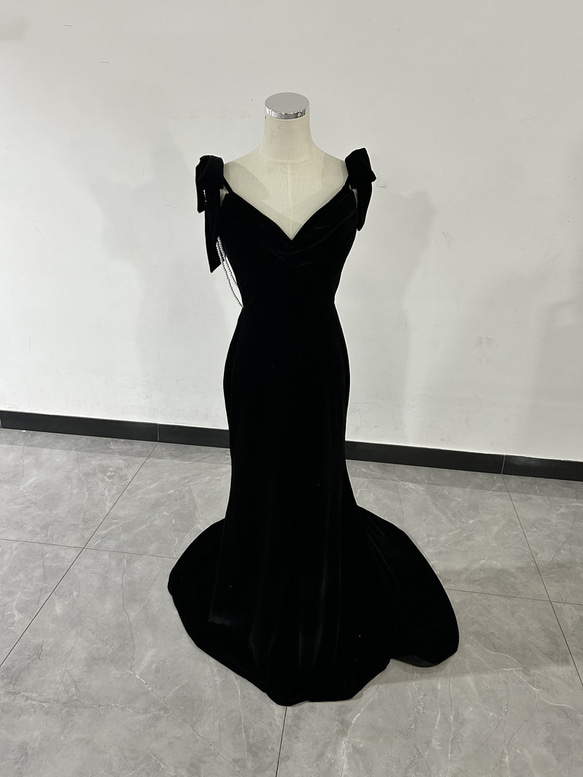 DRESS PRODUCTION 黒マーメイドドレス シアースリーブマーメイドドレス(ブラック)K1-443BL-M