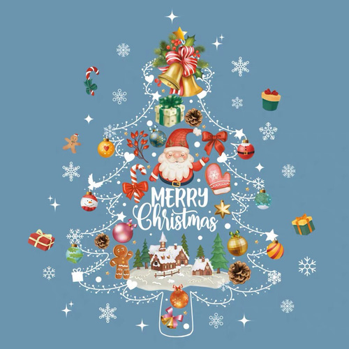 ウォールステッカー ST15 クリスマスツリー サンタ プレゼント 癒す