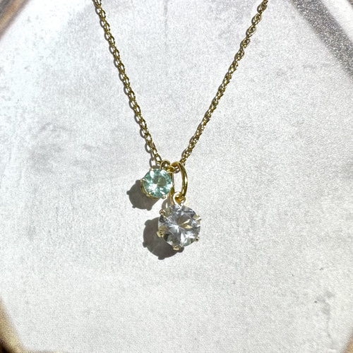 サージカルステンレス アパタイト アクアマリン ネックレス（ゴールド  